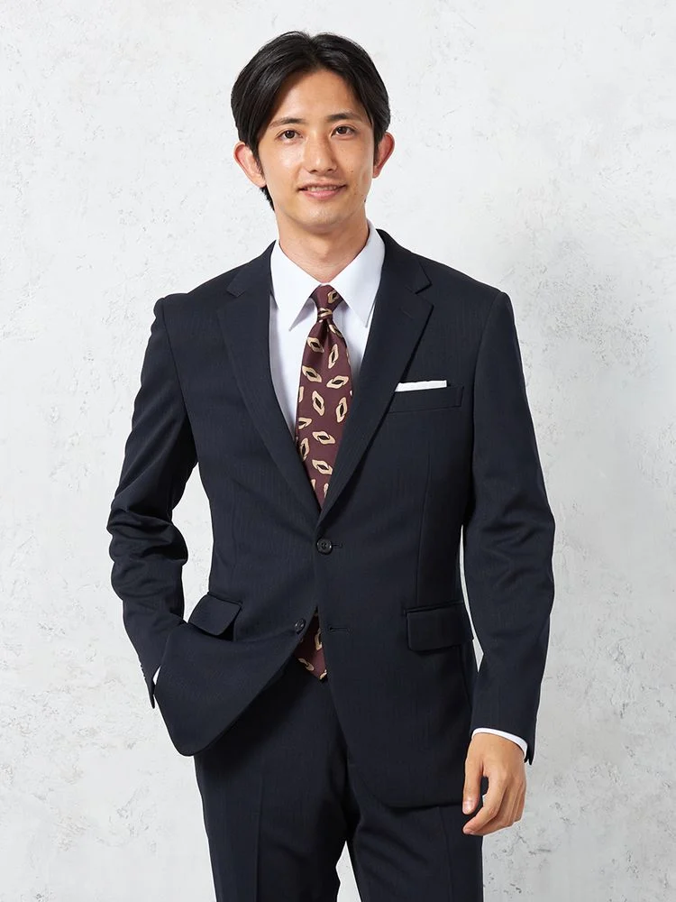 ネイビー 【上下ウォッシャブル】スーツ 2つボタン ノータック