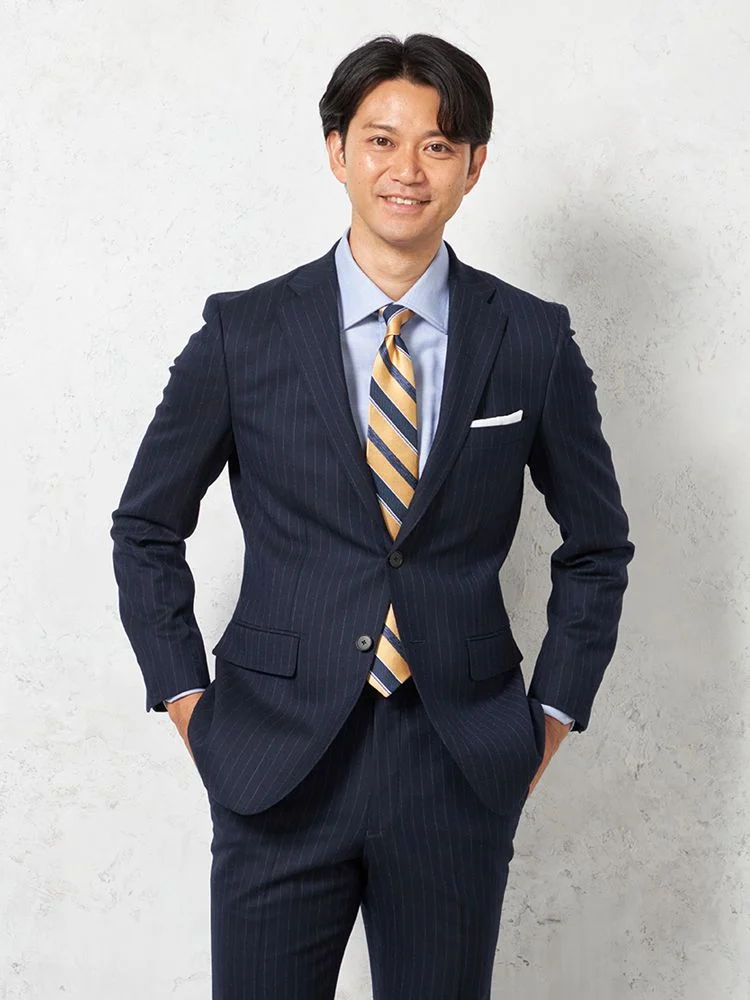 ウール100％】スーツ 2つボタン 英国調ミルド 脚長スリム チョーク