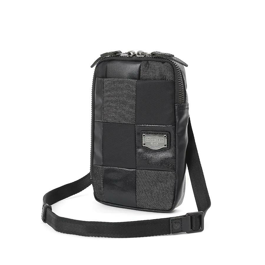 公式】 DOUBLES BLACK スマホポケット付きショルダー 綿MIX×ナイロン