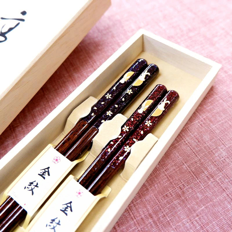 箸 金紋 満月うさぎ 夫婦箸 桐箱入り – 八代目 はりま屋 本店
