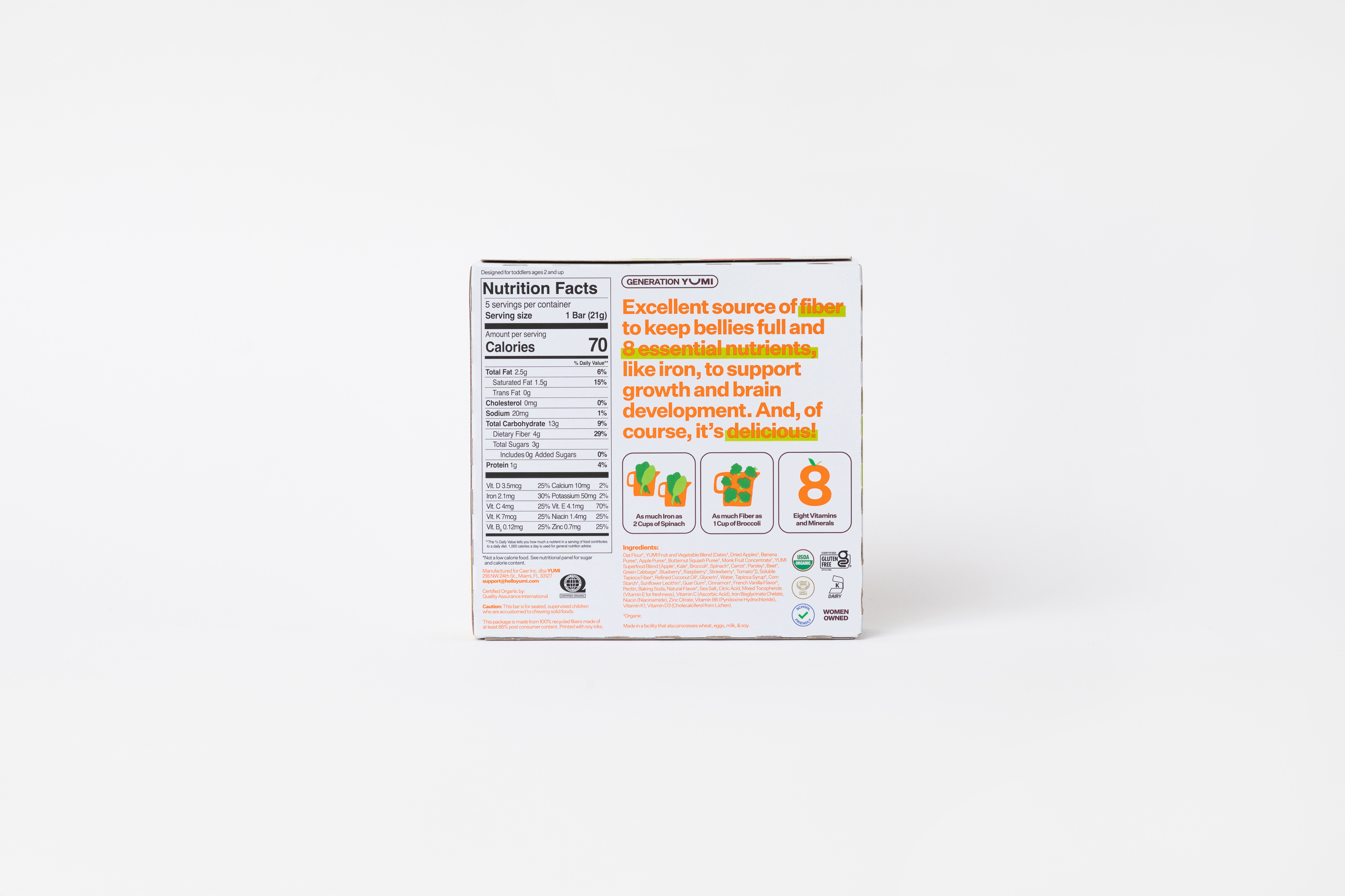 YUMI Organic Bar - Apple Cinnamon & Squash - 30 Count - YUMI