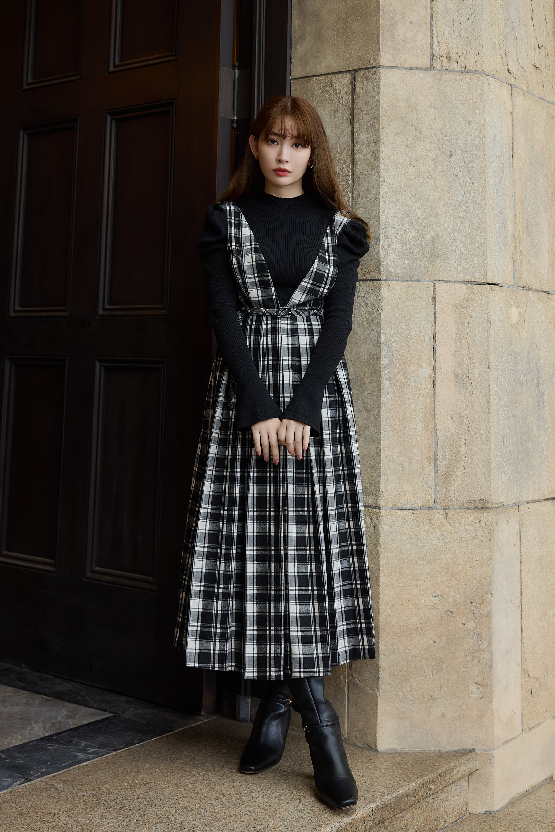 新色】Classic Plaid Jumper Dress