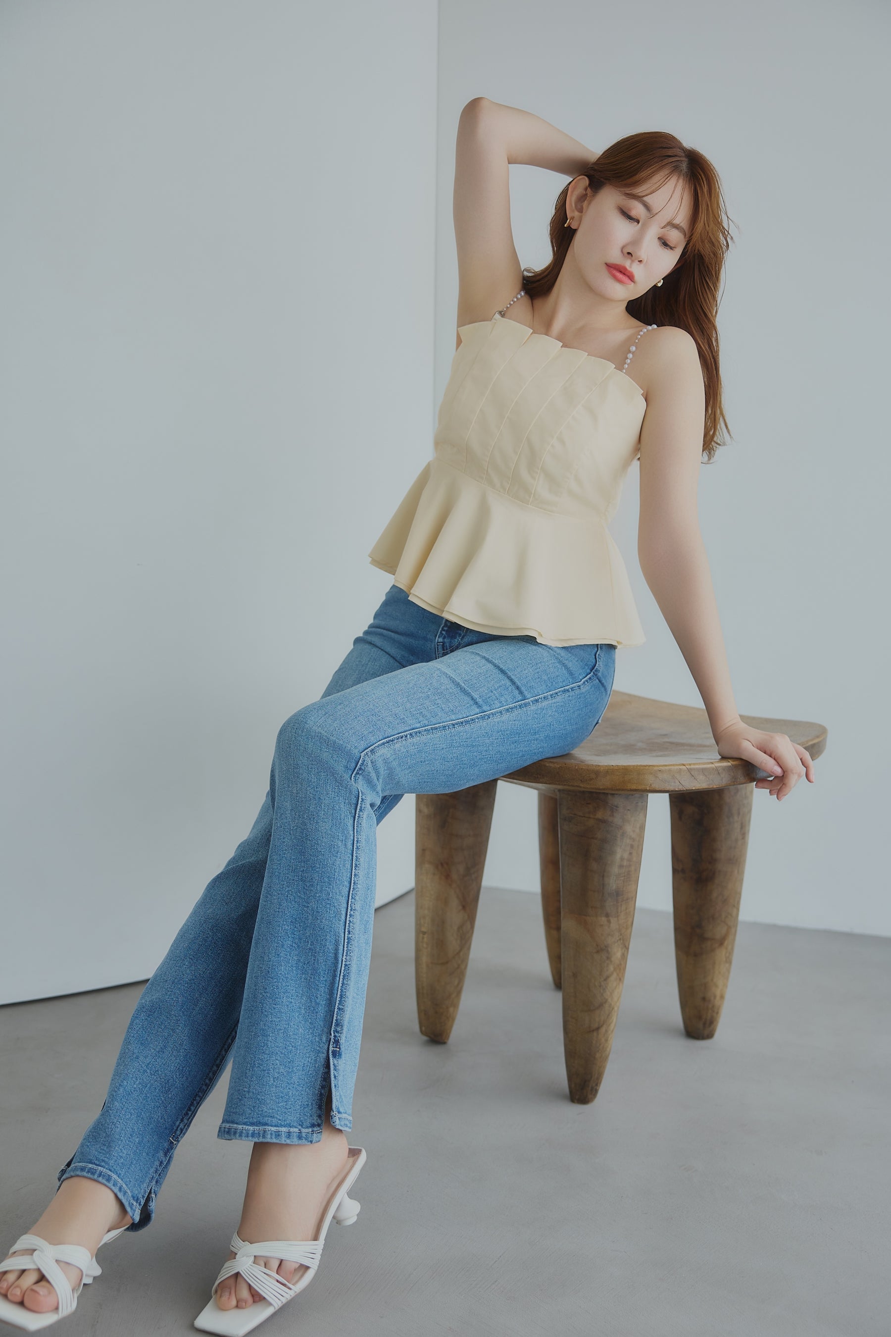 Pearl-Strap Frill Top