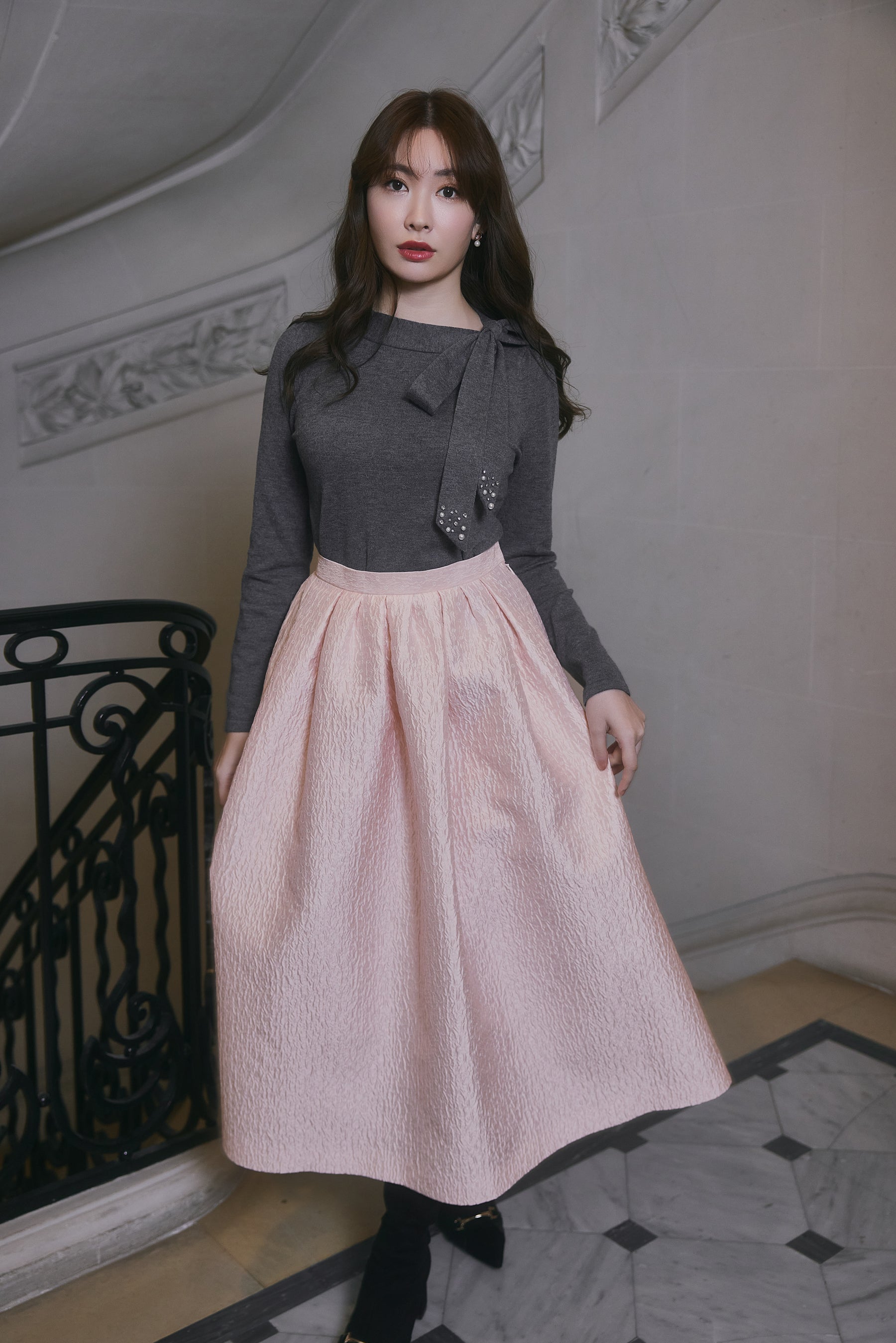 Bijou Ribbon-Tie Knit Top