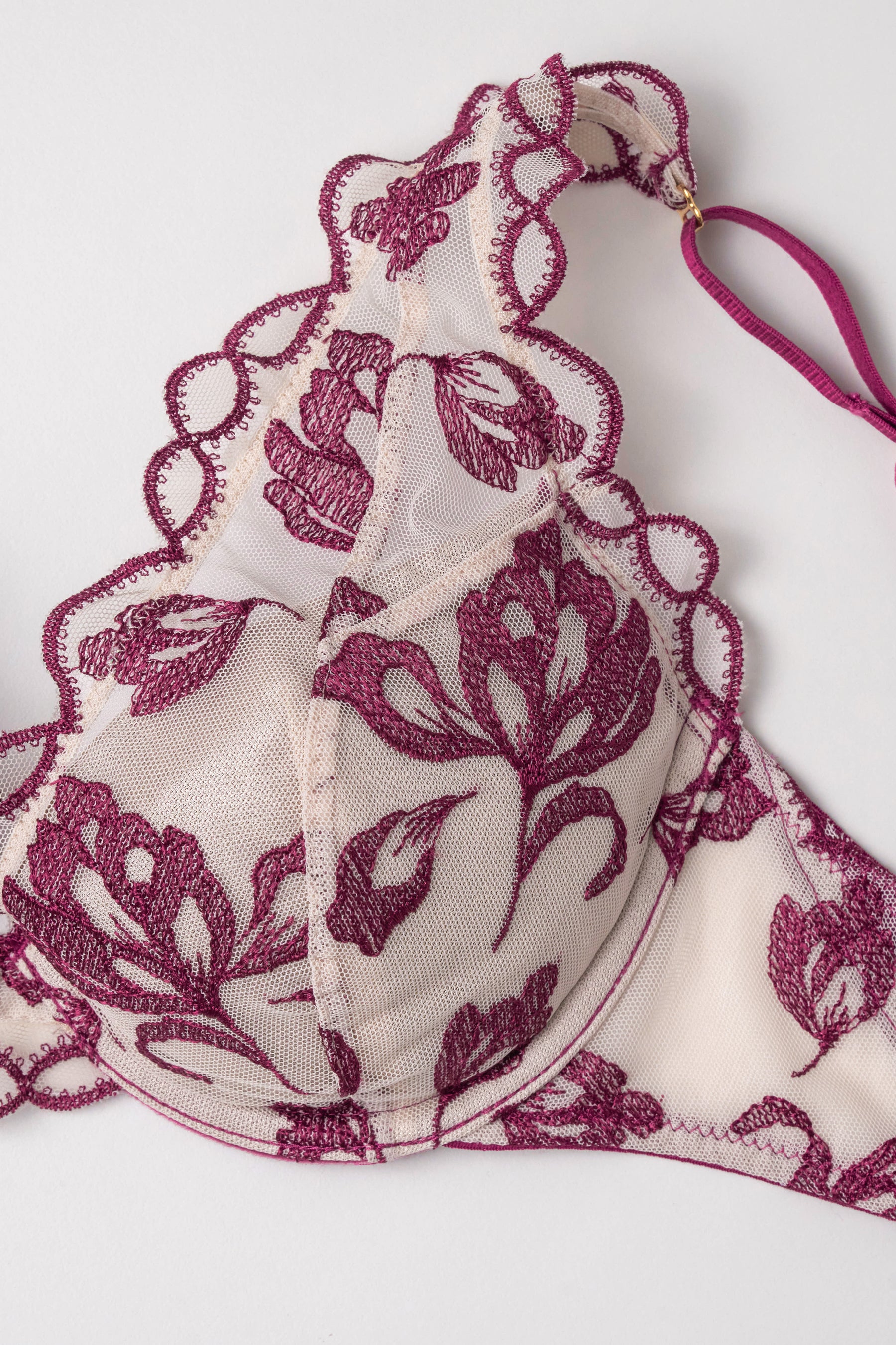 garnet】Magnolia Tulle Lace Bra Set