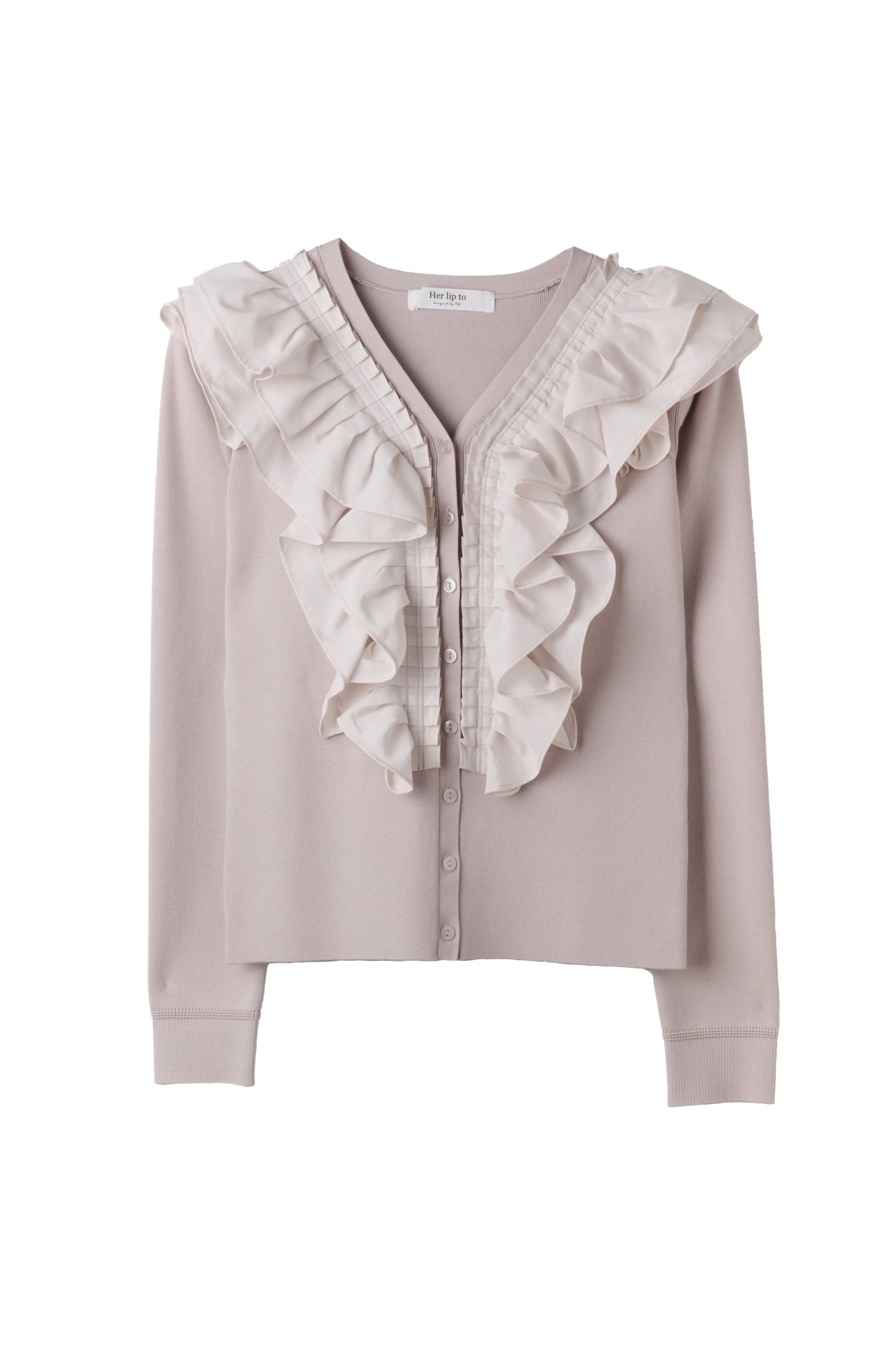 off white] Ruffle Pleated Knit Cardigan