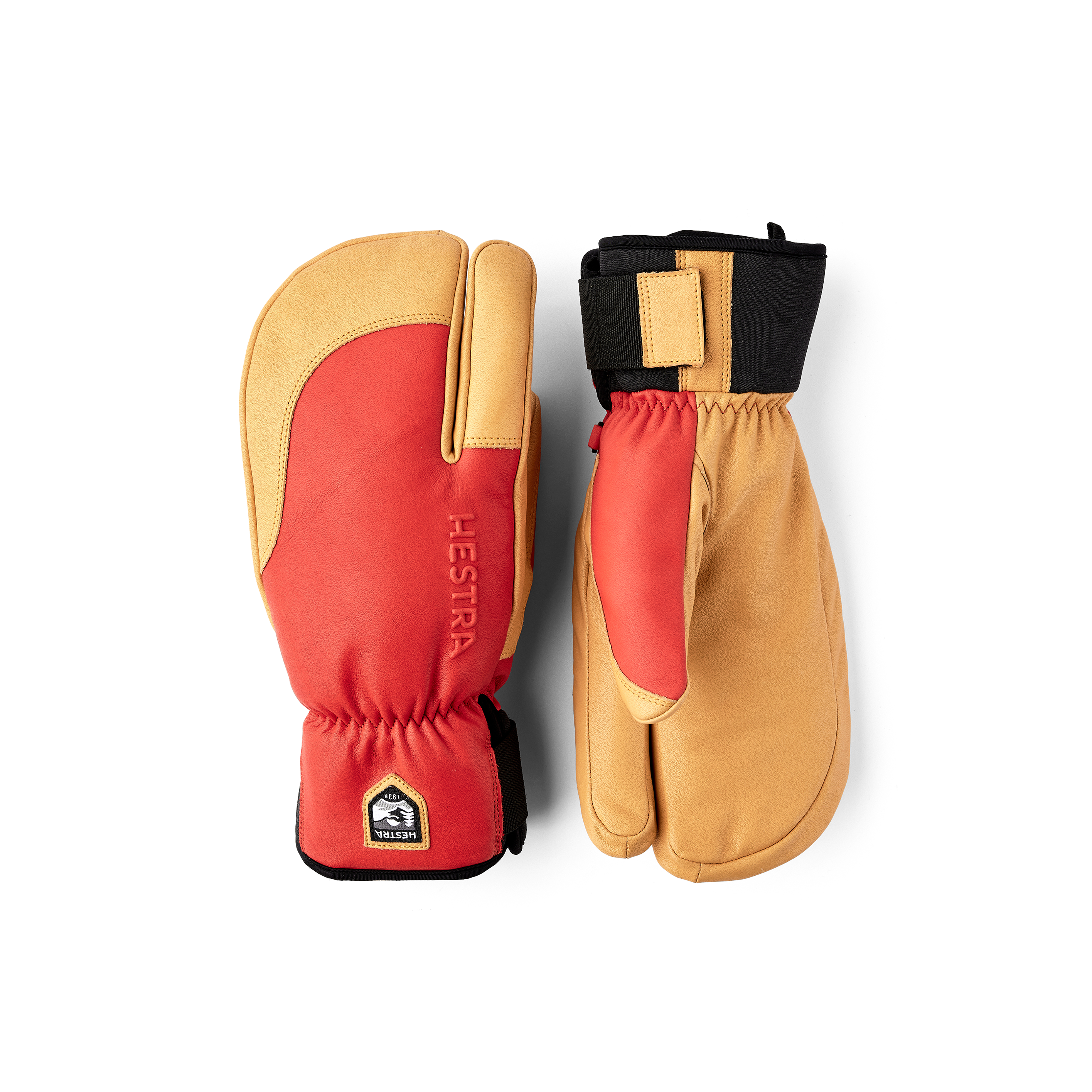 Topo - 3 finger - Flame red / Tan | Hestra Gloves