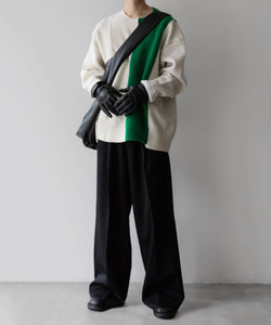 stein / シュタイン】OVERSIZED MULTI PATCHED KNIT LS - OFF × GREEN