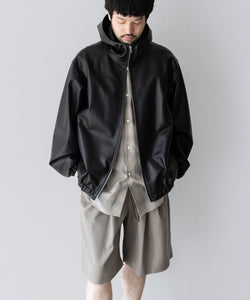 ssstein / シュタイン】LEATHER HOODED SHORT JACKET - BLACK | 公式