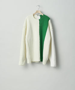 stein / シュタイン】OVERSIZED MULTI PATCHED KNIT LS - OFF × GREEN