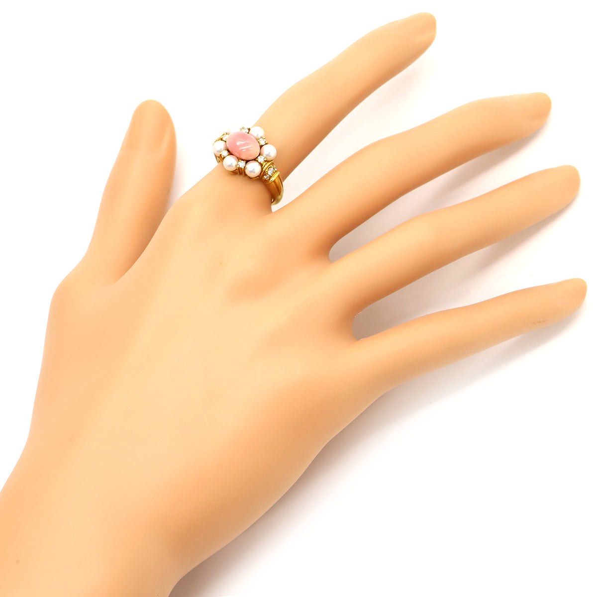 ミキモト MIKIMOTO パールリング ピンクXパールホワイトXイエロー