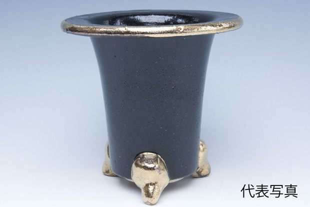 青い鳥 万年青鉢用金枠 豊明園 / 2042,白地七宝古代金竜 万年青楽鉢