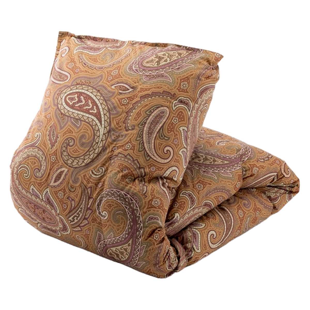 西川 羽毛布団 ホワイトダックダウン90％ ペイズリー柄 シングルロング