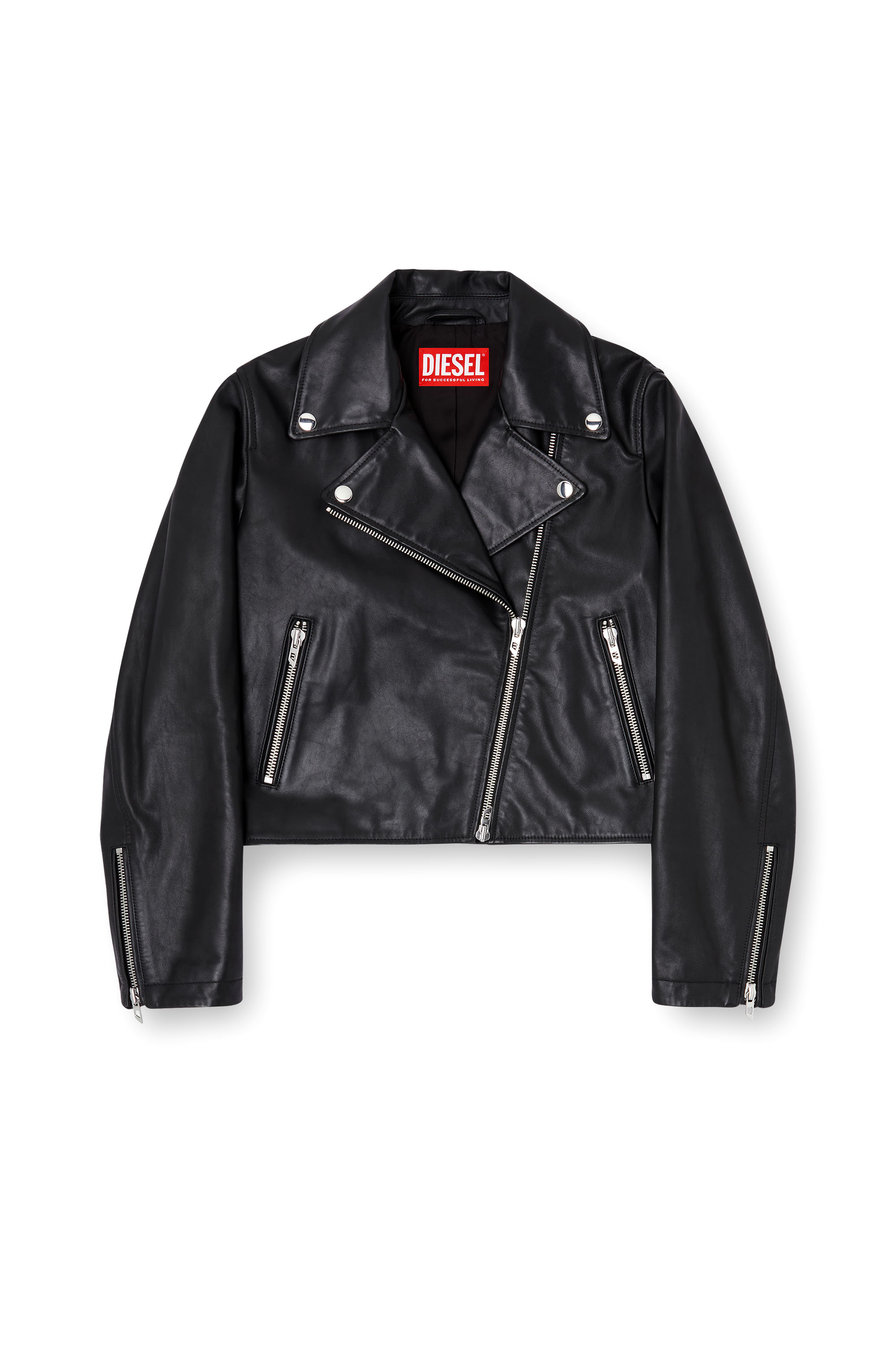 Women's Leather bomber jacket | Black | Diesel