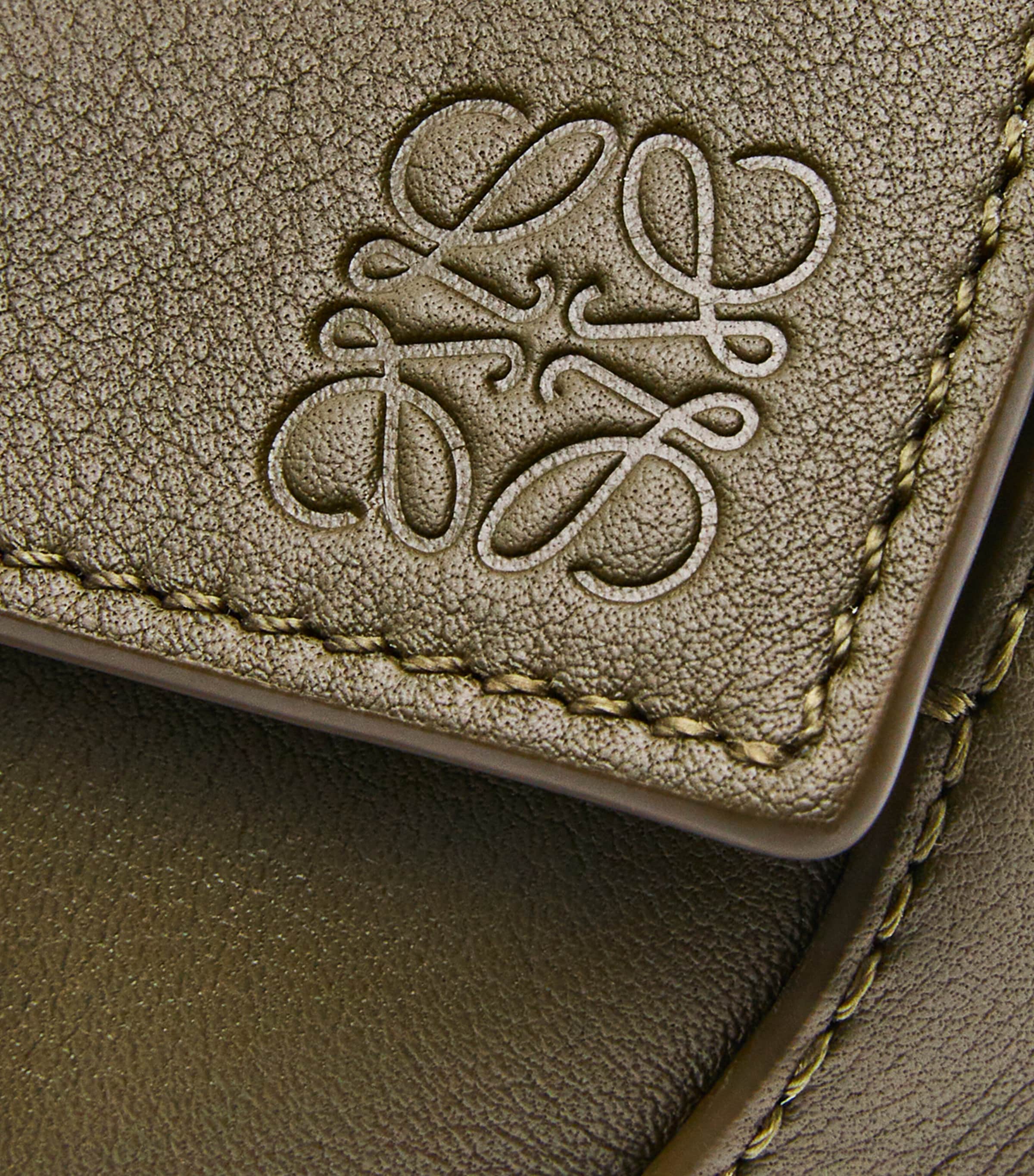 LOEWE Green Mini Leather Puzzle Edge Top-Handle Bag | Harrods US