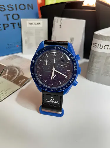 Relógio Pulso Omega X Swatch Nepturn Speedmaster Moonswatch Cor Da