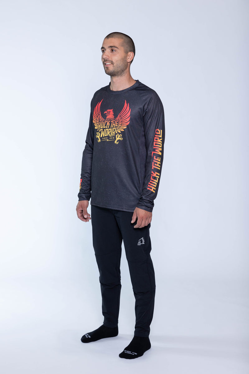 Huck The World Est 18 Long Sleeve Jersey Acid Black