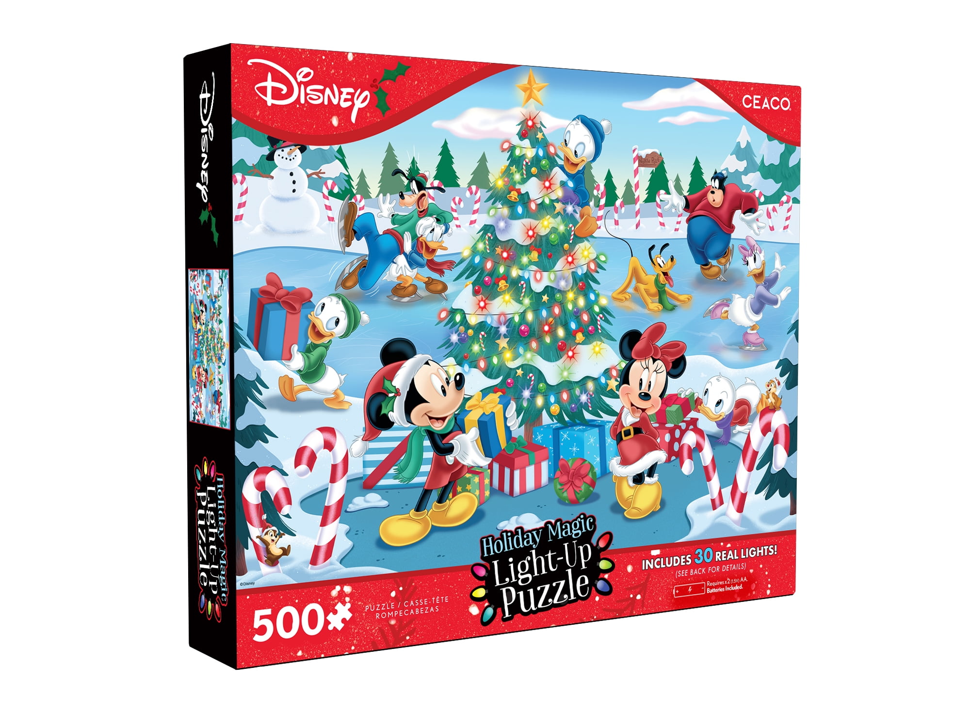 Ceaco Disney Mickey and Friends Holiday Magic Light Up 500-Piece