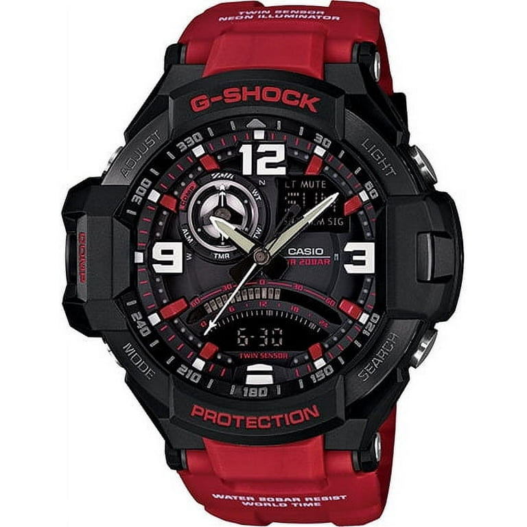 G-Shock GA1000-4B Aviation Black Dial Red Resin Quartz Men's Watch