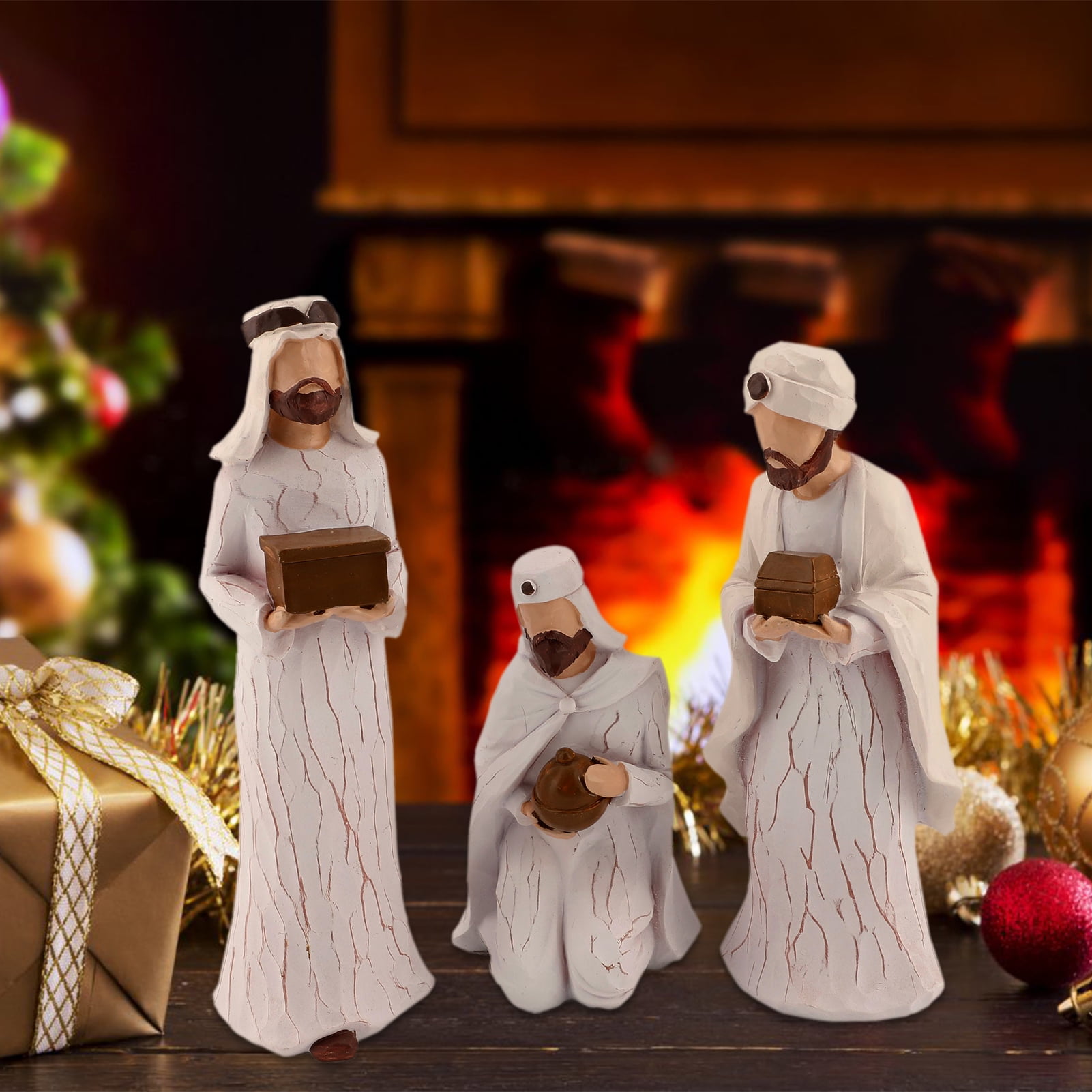 Hand-Painted Three Wise Men Figurine Sculpted Nativity Set for
