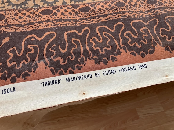 Vintage 60s Marimekko Fabric Wall Hanging / Mid Century Troikka
