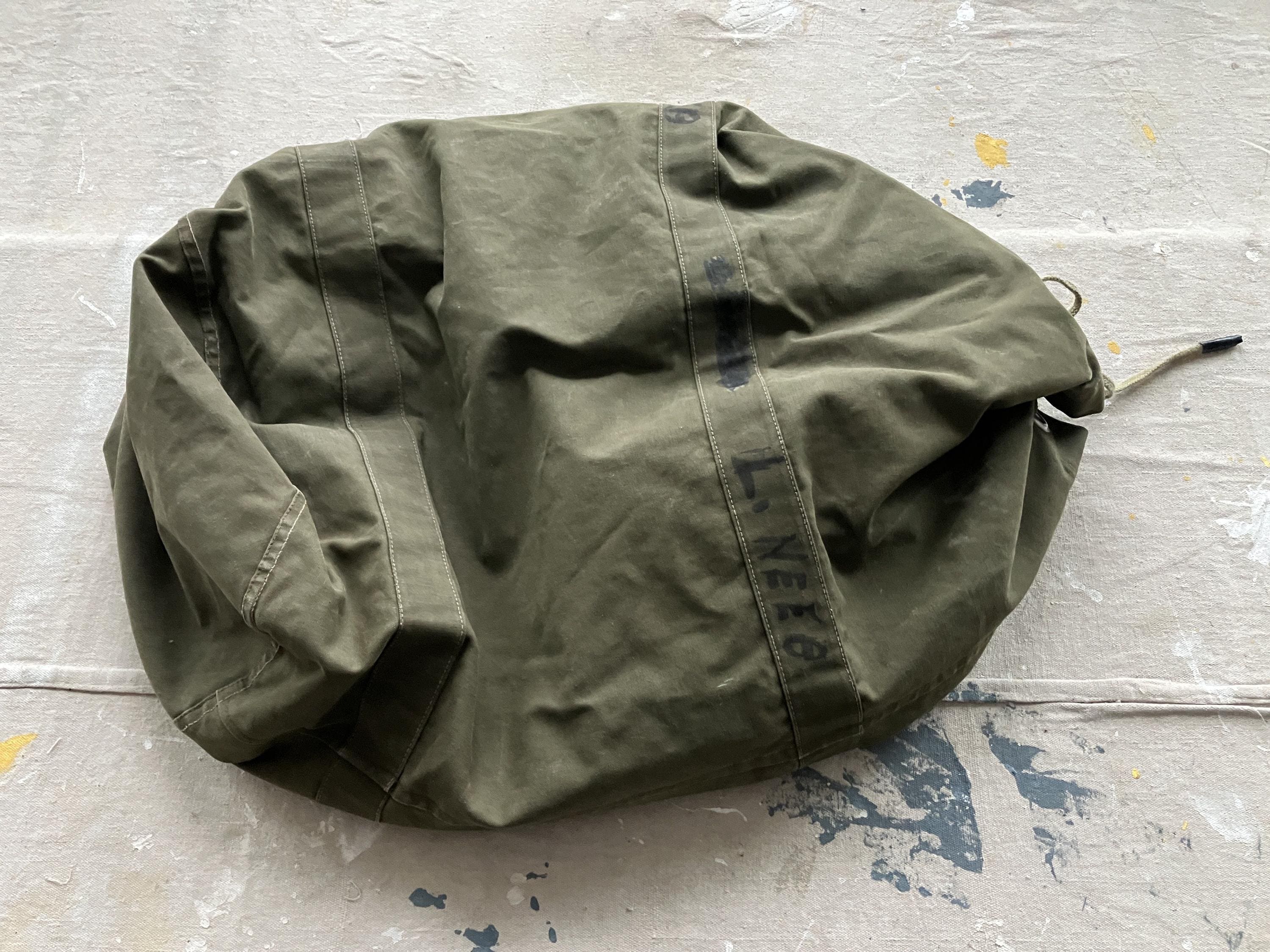 Vintage 60s German Canvas Military Backpack Duffel Bag / Huge