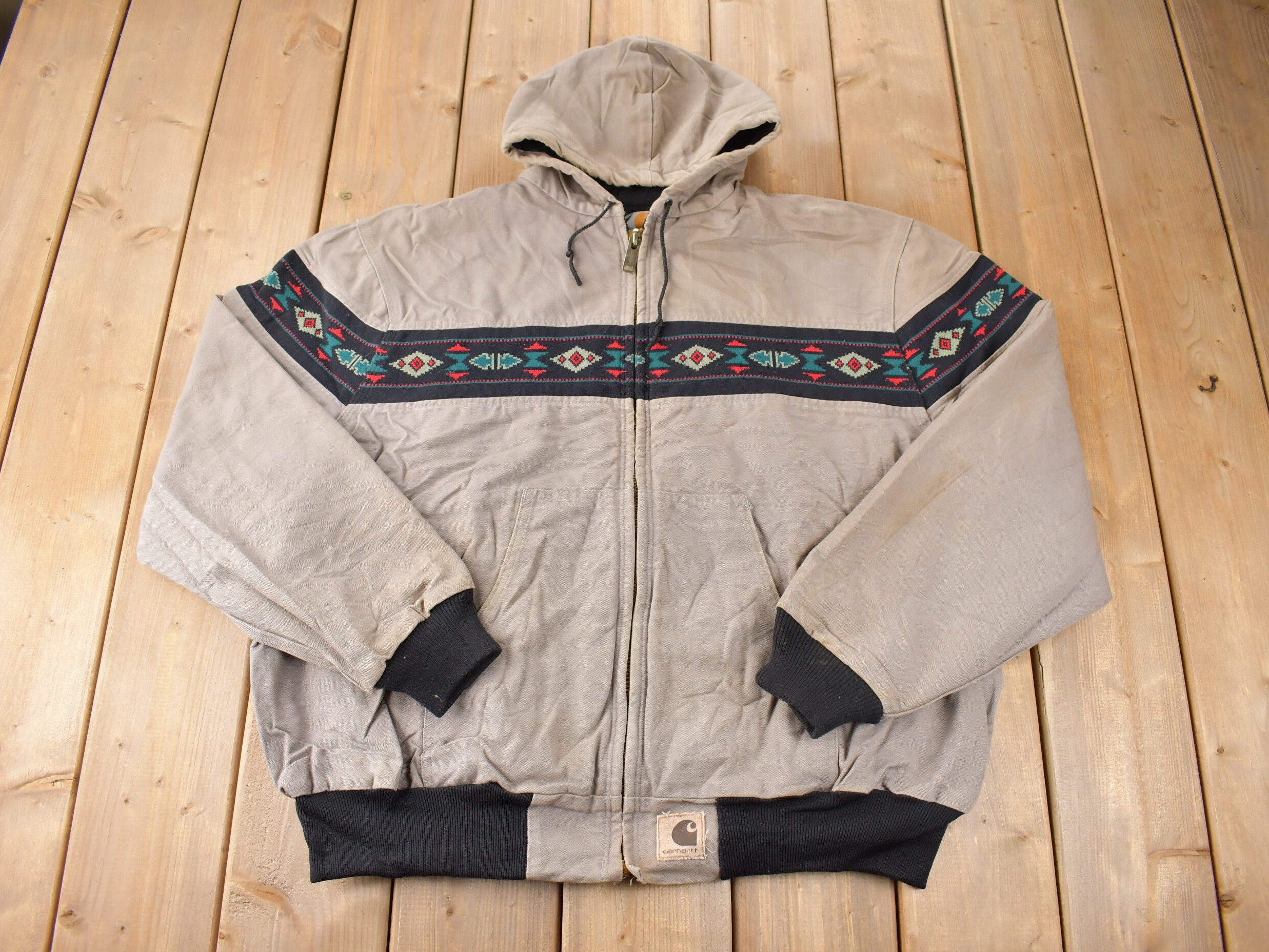 Vintage 1990s Carhartt Aztec Western Active Jac Jacket Size XL