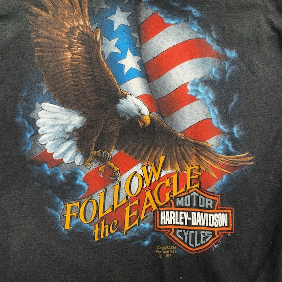 90s Vintage Harley Davidson Follow the Eagle 3D Emblem Tee Shirt
