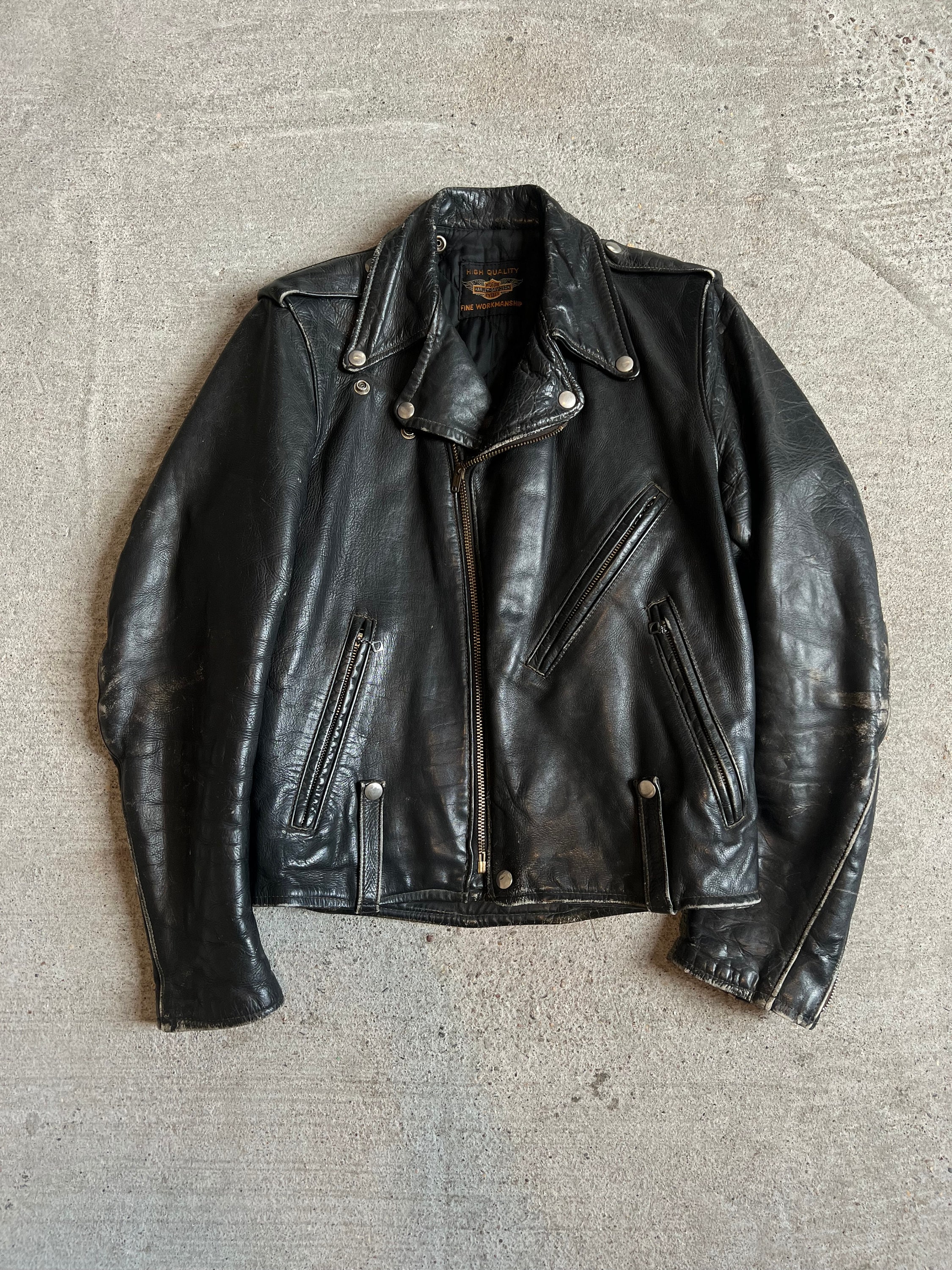 XS Sm, 1950s Harley Davidson Leather Motorcycle Jacket, Biker
