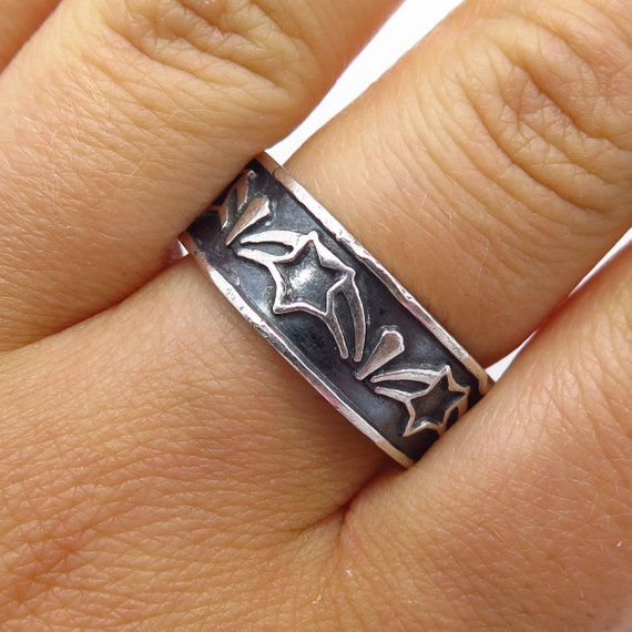 925 Sterling Silver Vintage Mexico Star Band Ring Size 9 1/4 - Etsy