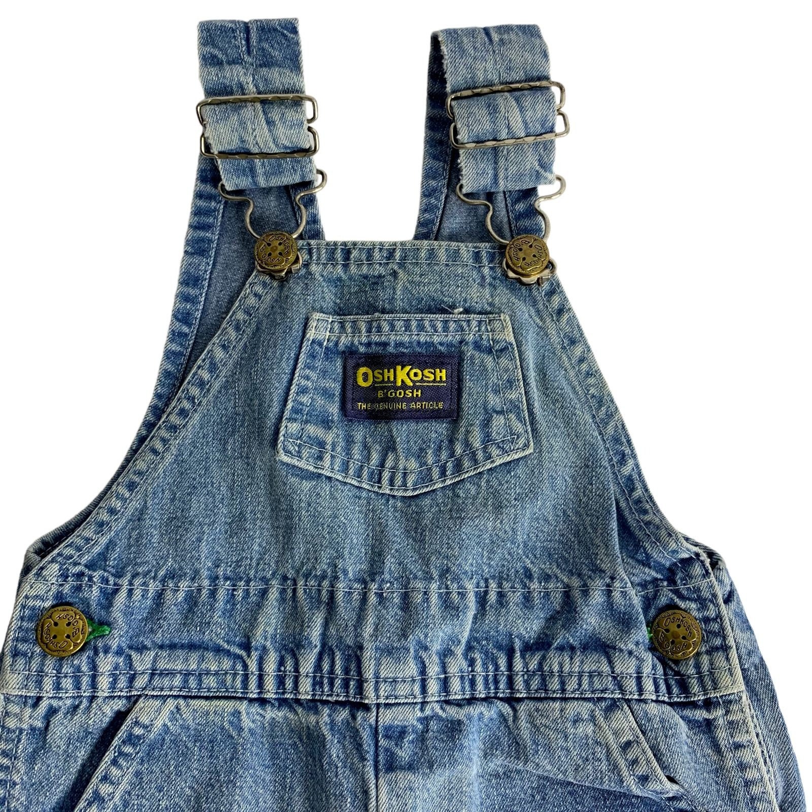 Vintage Oshkosh B Gosh Infant Overalls 24m Denim Pockets Snaps