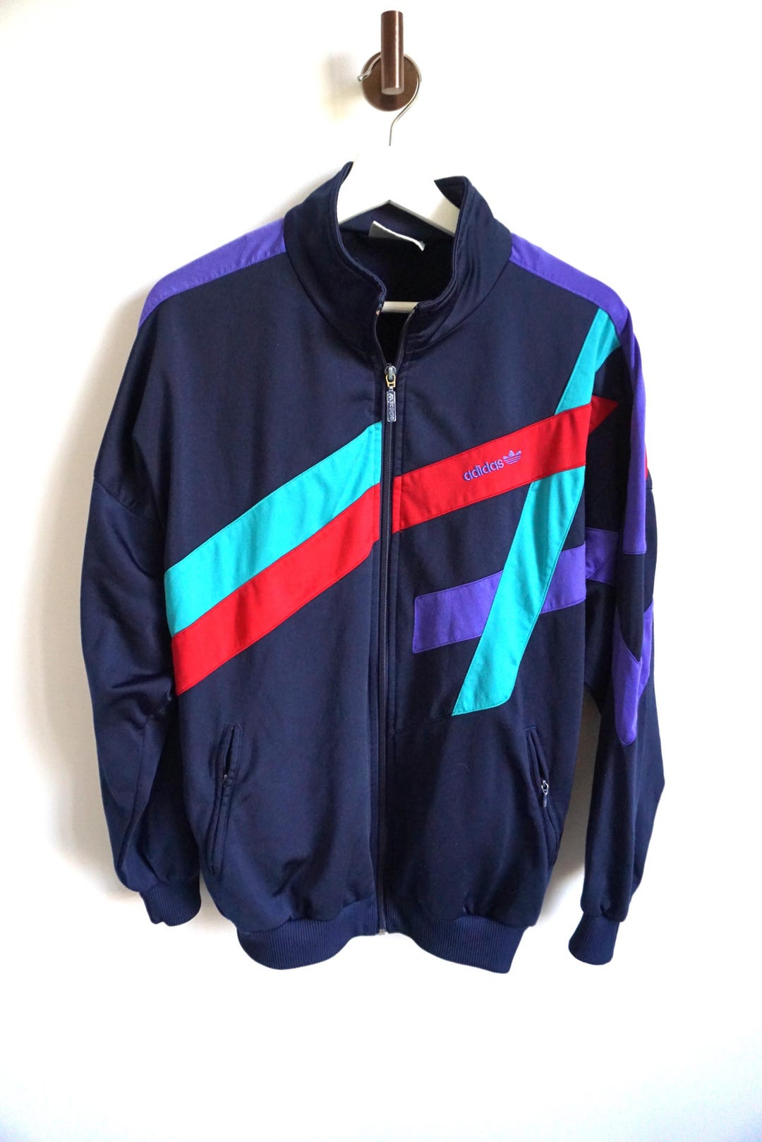 Vintage 90s Adidas Track Jacket: Sportswear Windbreaker, Size L - Etsy