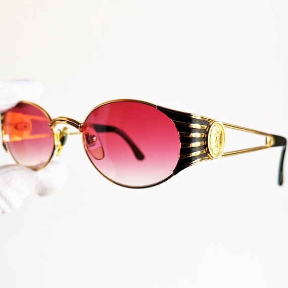 FENDI Vintage Sunglasses Black Gold Pink Lens FS300 Safety Pin