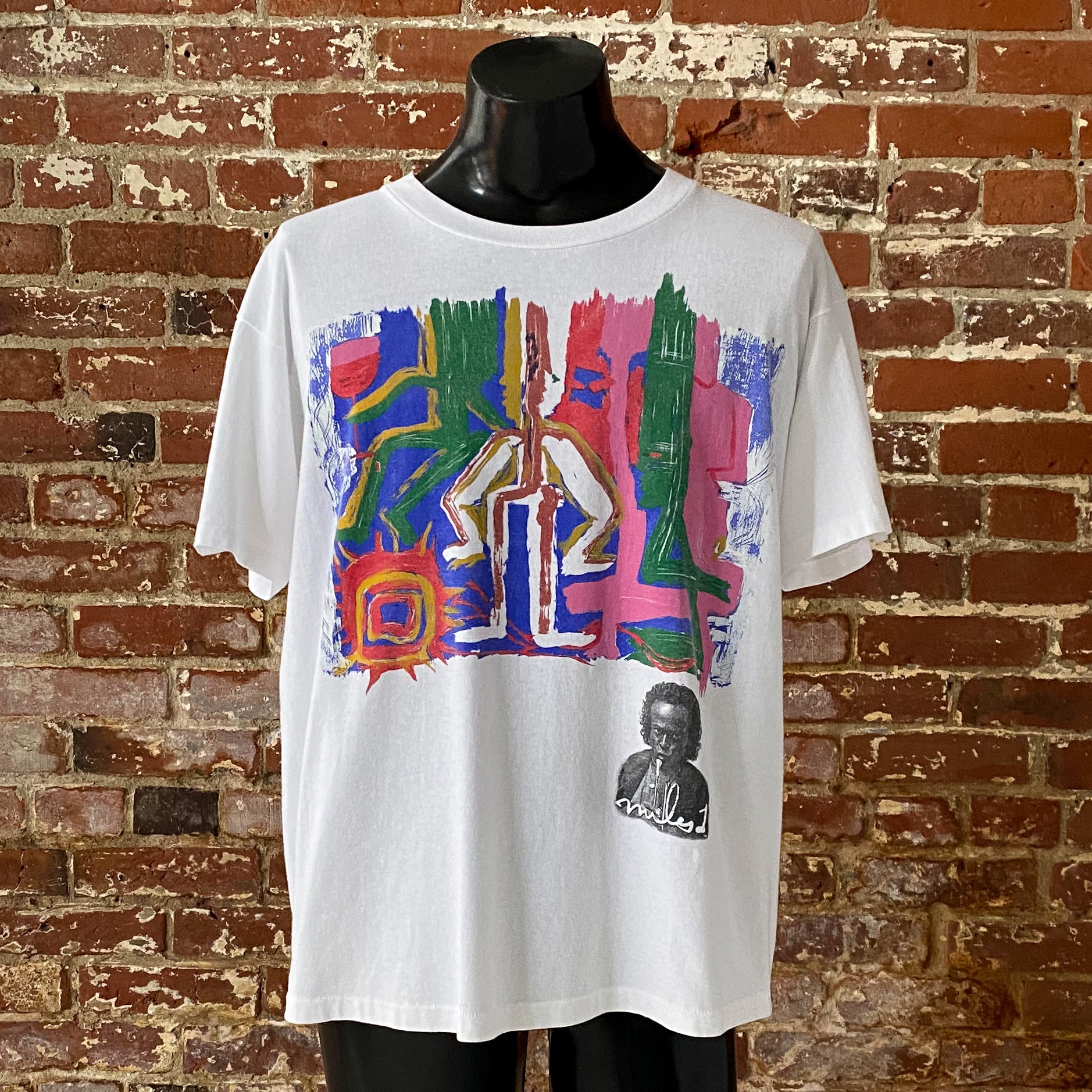 90s Miles Davis Andazia Art T-shirt. Vintage 1990s Montreal Jazz