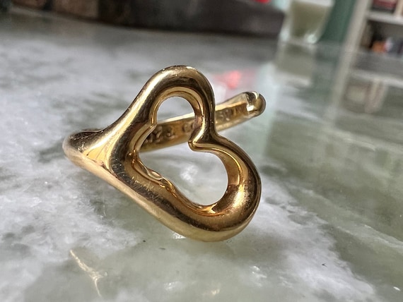 Tiffany &co Elsa Peretti Open Heart Ring 18ct Gold - Etsy