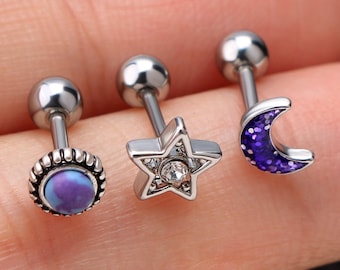 Conch Ear Piercing With Titanium Hinged Segment Triple Hoop Ring
