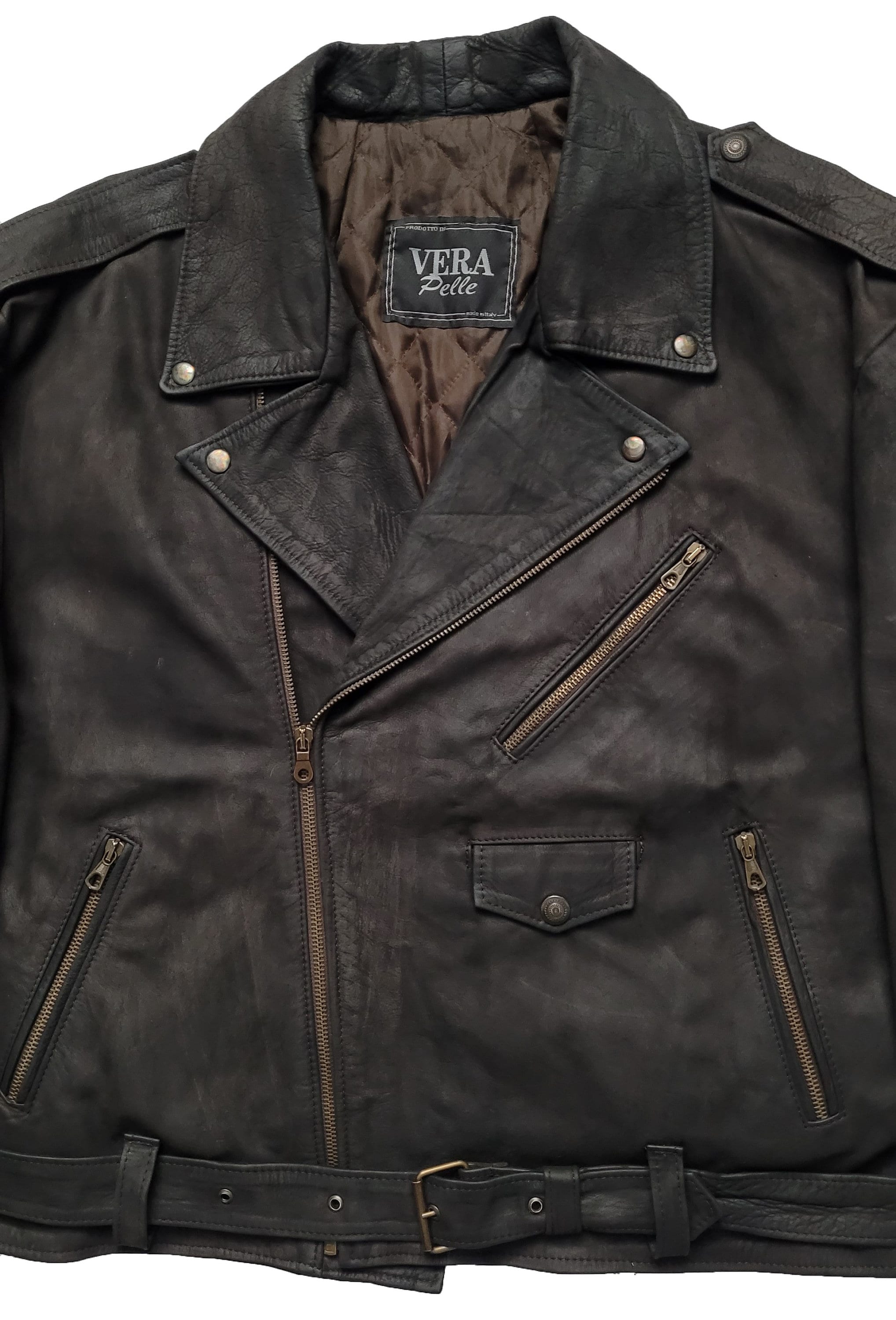 Rare Vintage 90s Vera Pelle Perfecto Style Oiled Nubuck Oversized