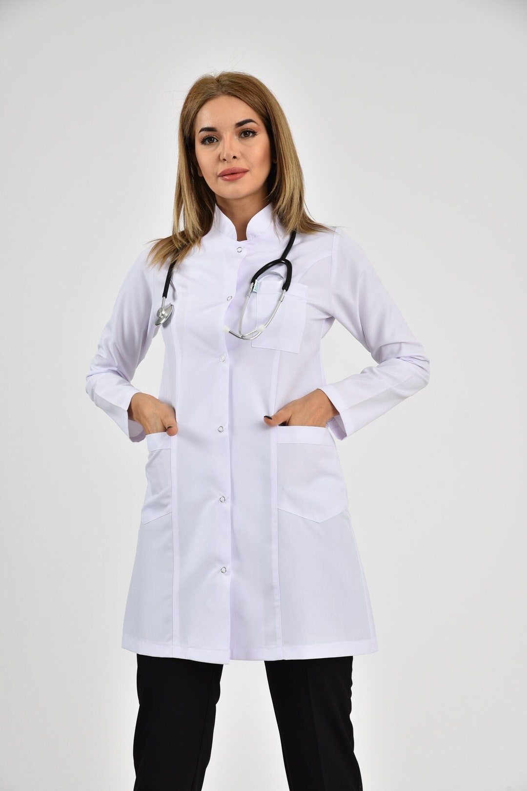 White Lab Coat, Anti-wrinkle Lightweight Doctor Dentist Surgeon