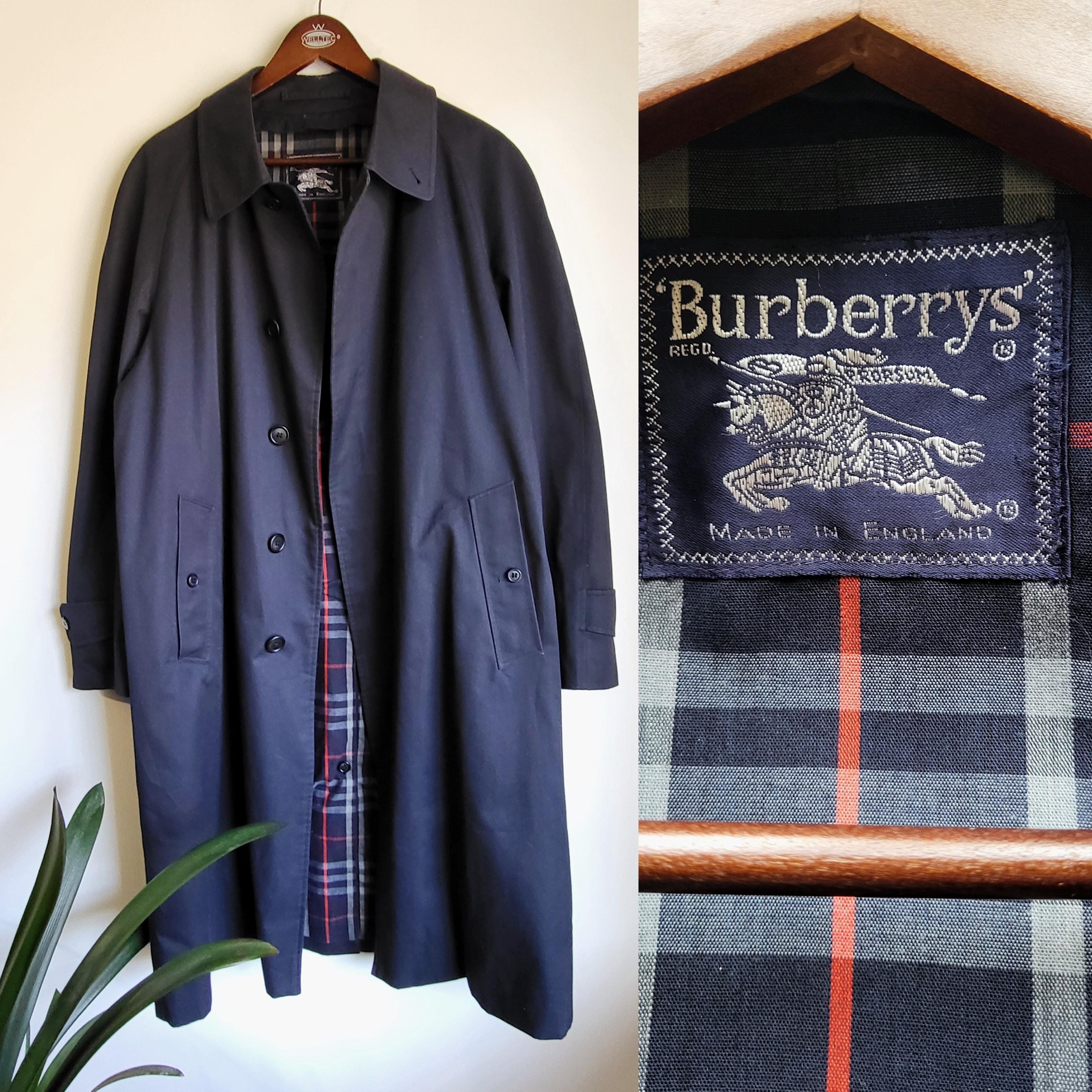 Vintage Burberrys Navy Trench Coat Classic Nova Check Made in