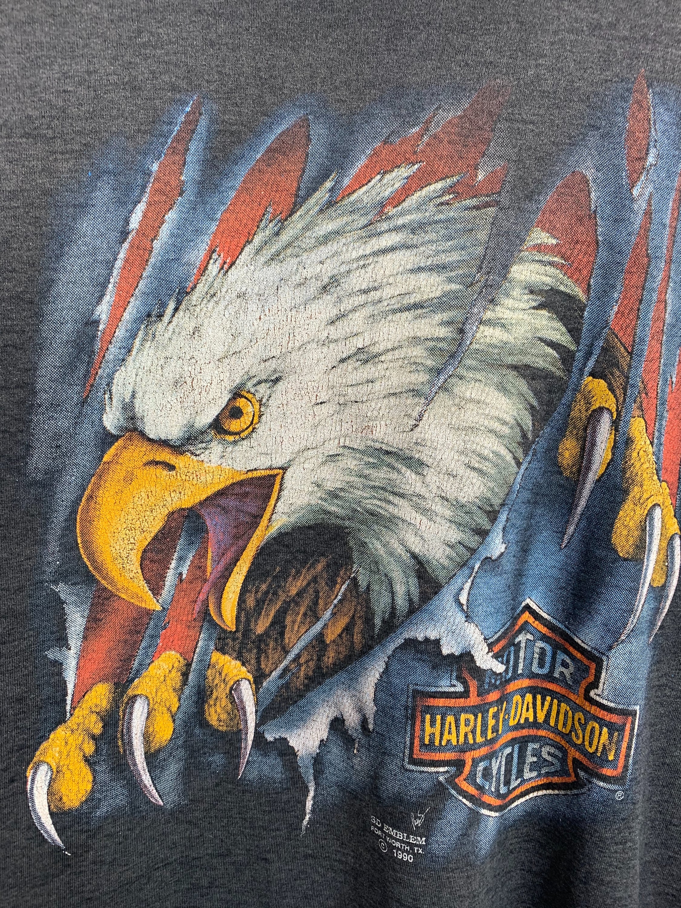 Vintage Harley Davidson 3D Emblem 1990 Eagle T Shirt - Etsy