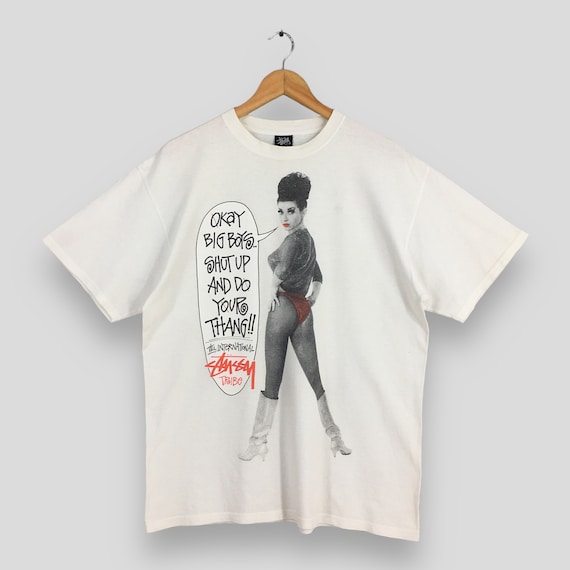 Vintage 90s Stussy Tribe Usa Skater White T Shirt Large