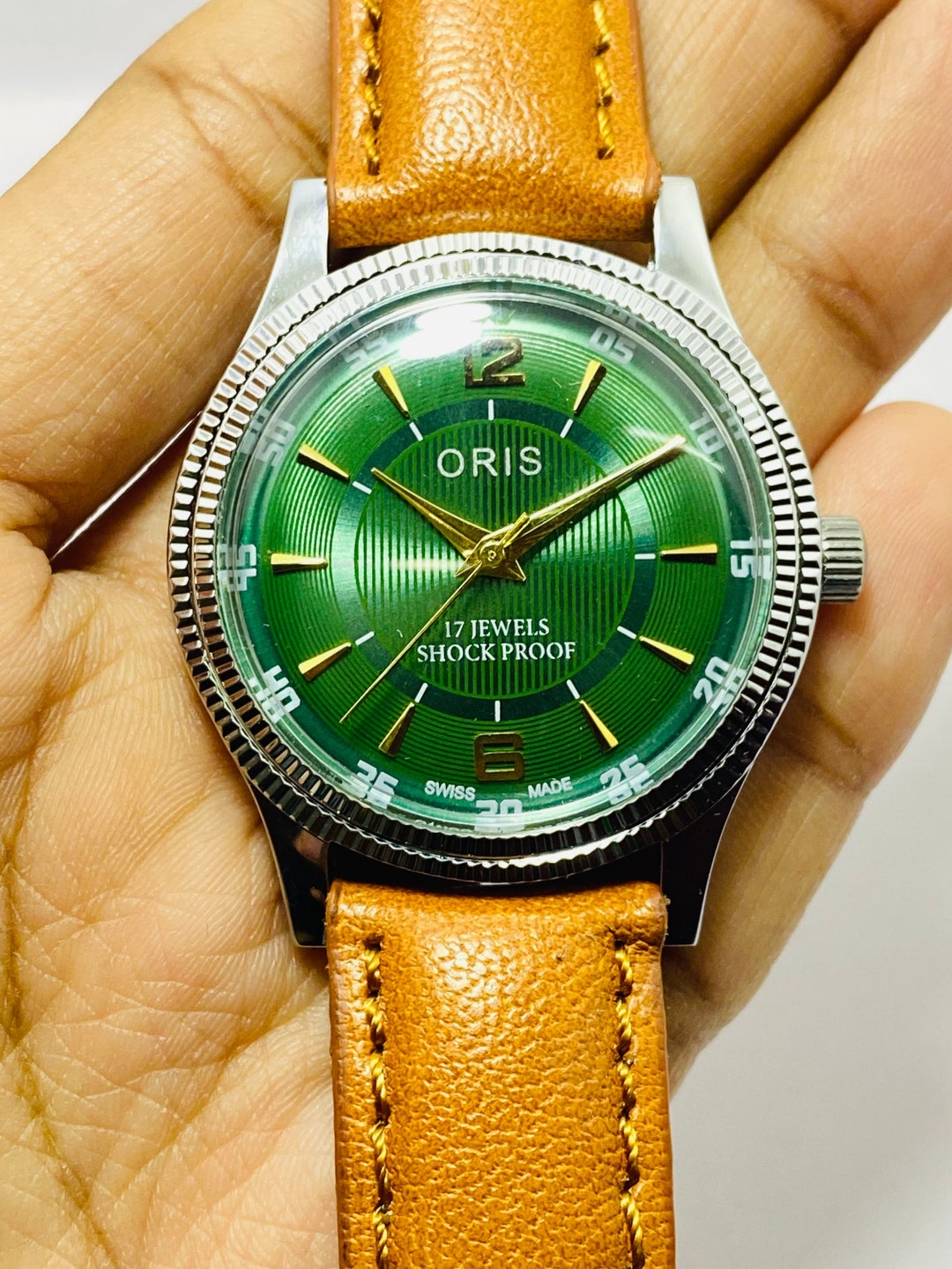 ヴィンテージ レア ORIS グリーンダイヤル 機械式 手巻き ST-96 スイス