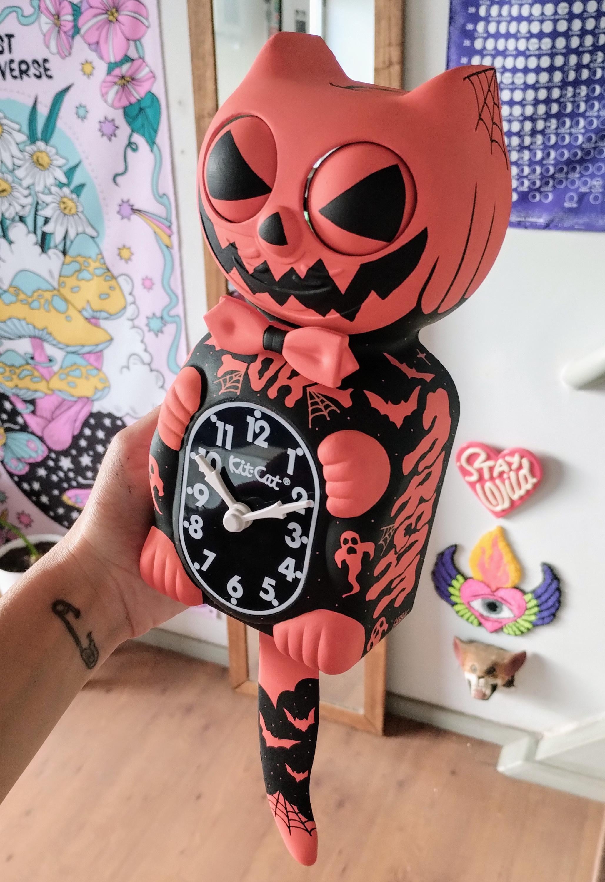 Halloween Orange Kit-cat Klock© Custom Clock - Original Art Custom