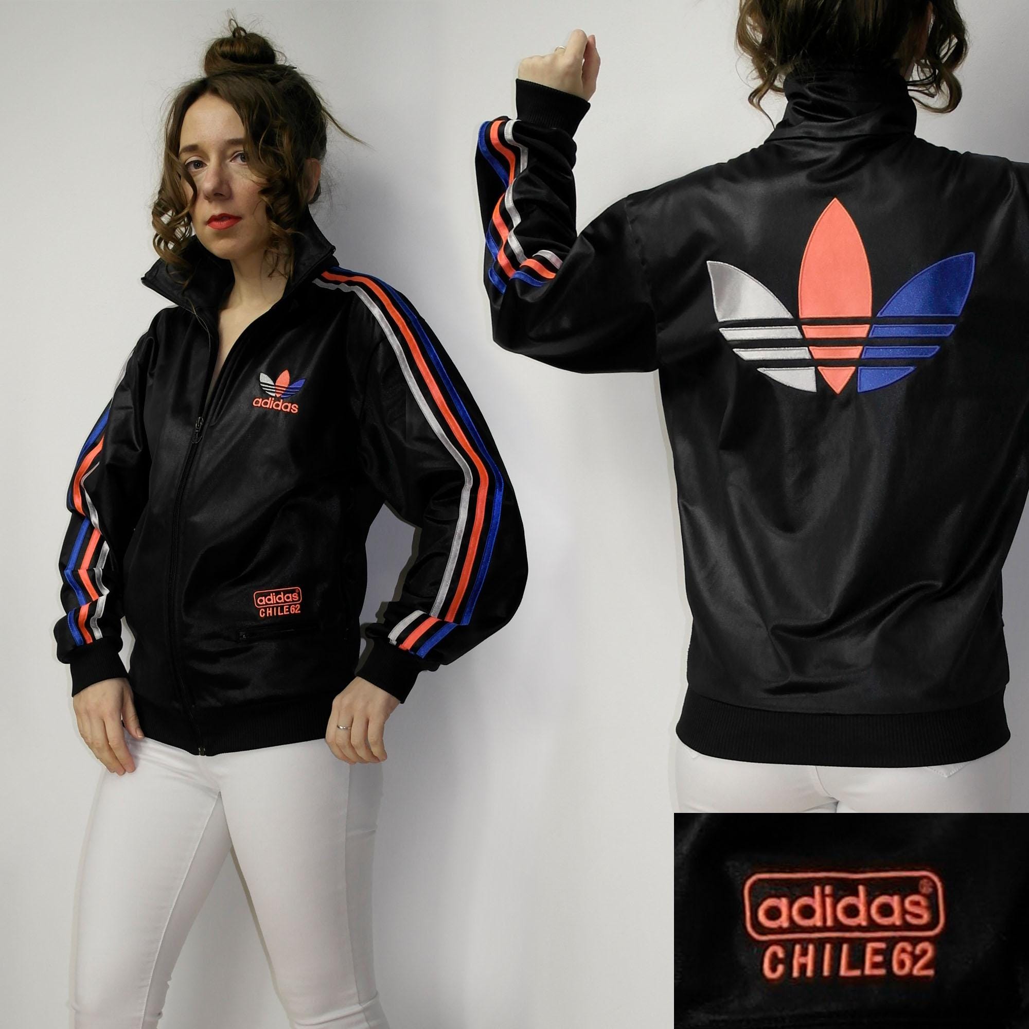 Adidas Chile 62 Big Trefoil Shiny Tracksuit / Zip up Vintage Track