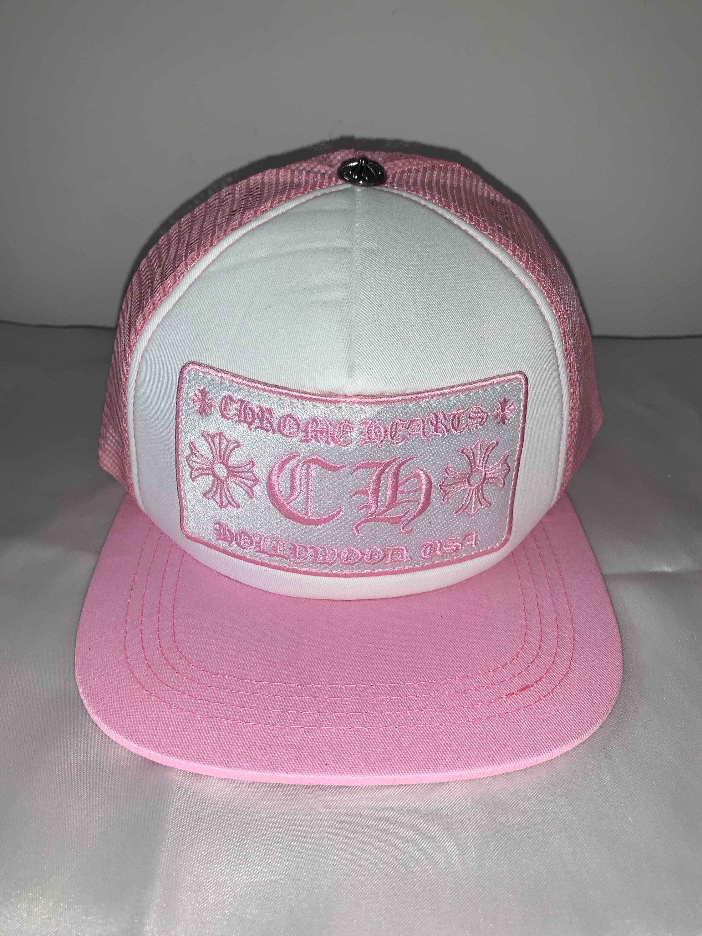 CHROME HEARTS Pink/white Trucker Hat - Etsy Australia