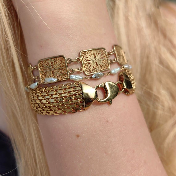 Vintage 1960s Italy 14k Solid Yellow Gold Wide Handmade Thick