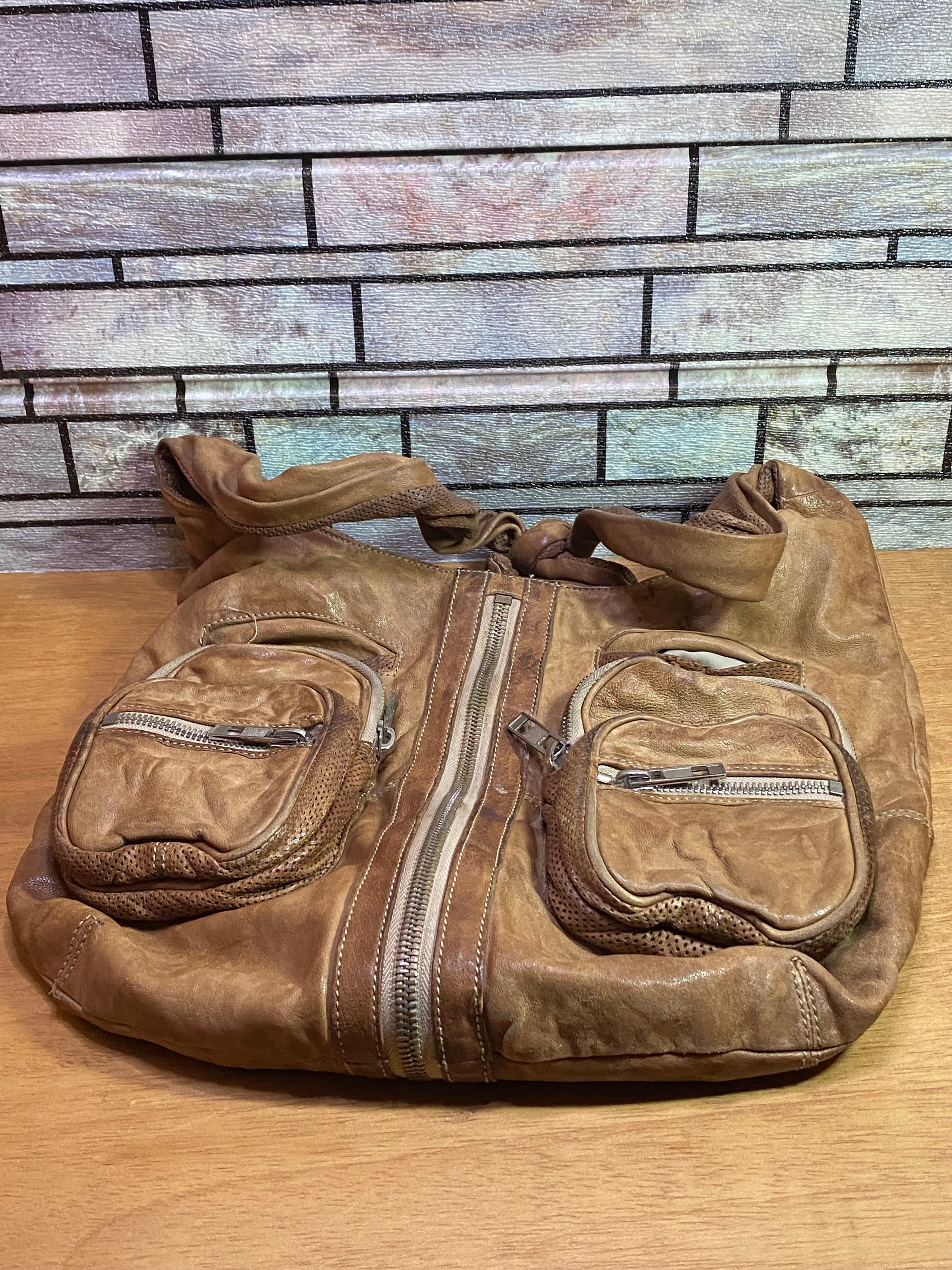 ALEXANDER WANG / Rare Caramel Brown Leather Donna Hobo Zipper