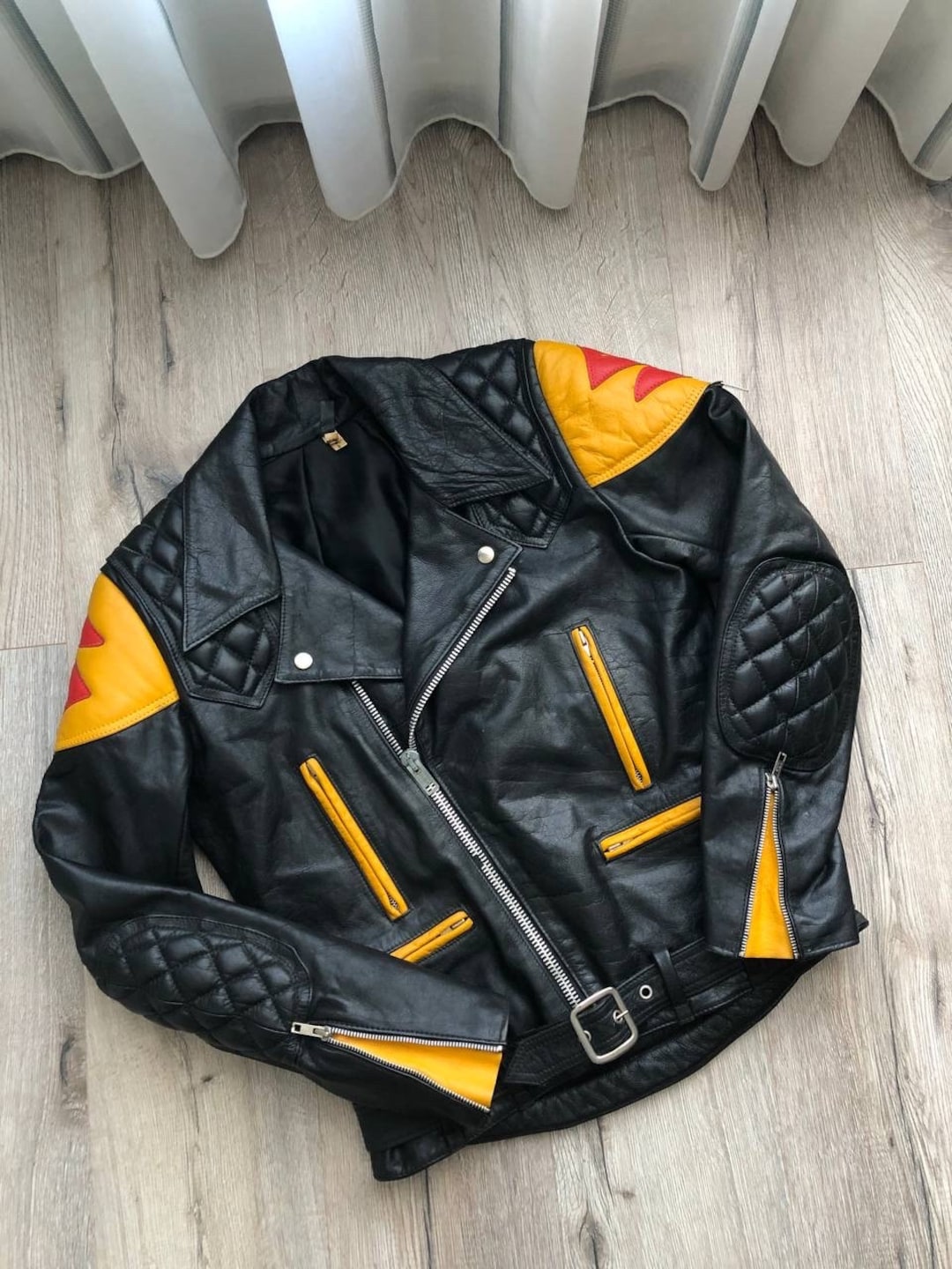 Vintage Motorcycle Suzuki Racing 90's Leather Retro Jacket Made in