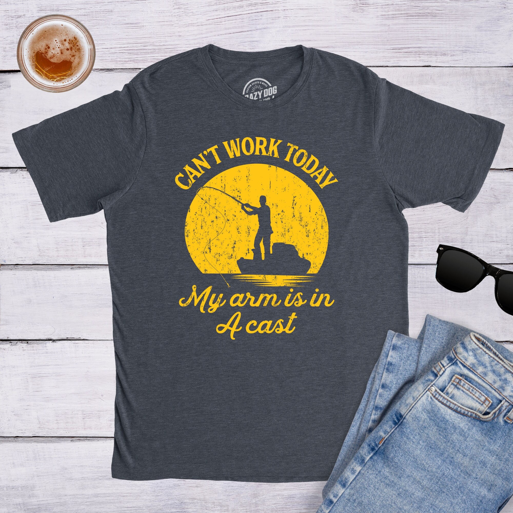 Funny Fishing T-shirt, Fisherman Gift, Arm Cast Graphic Tee - Etsy