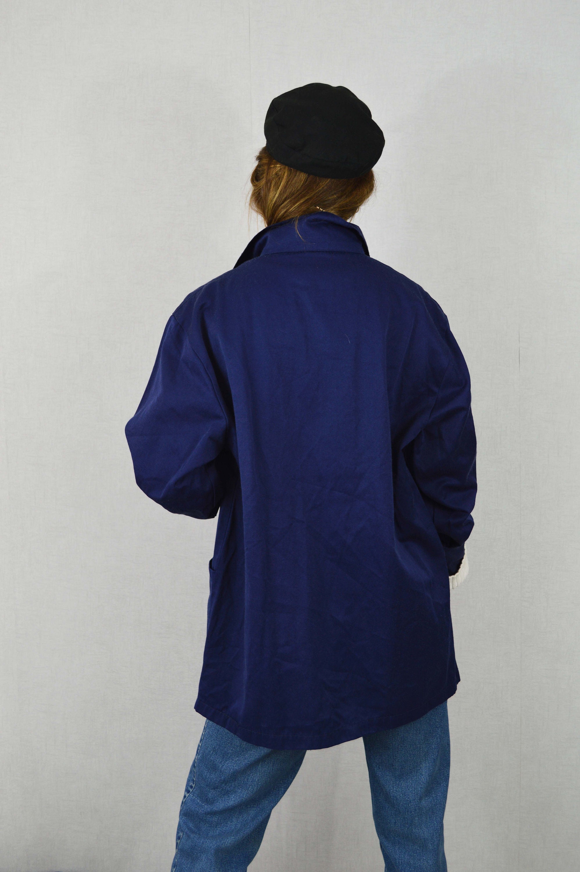 French EU Chore Worker Work Jackets - 100% Cotton - Navy Blue - Etsy